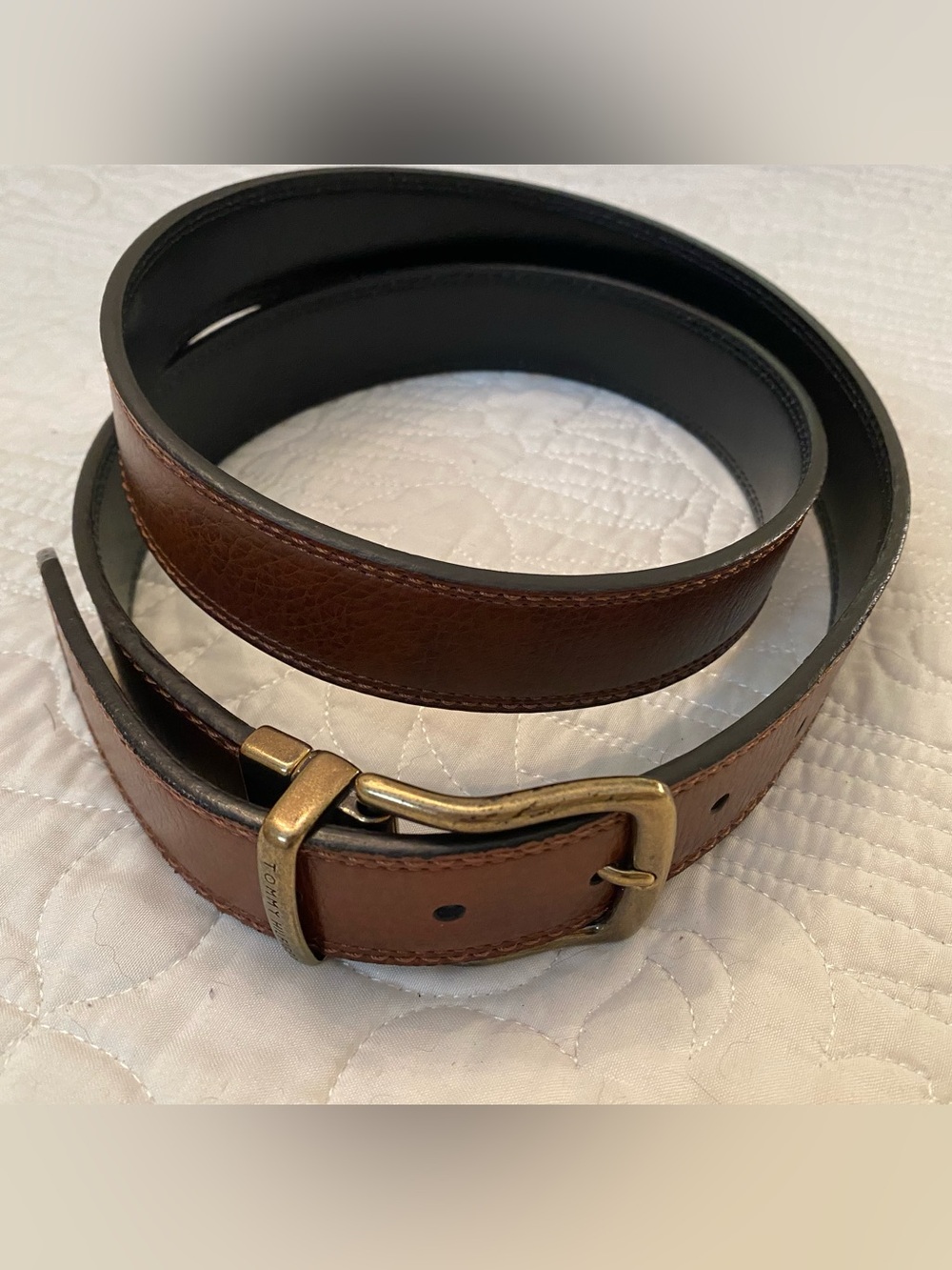 Tommy Hilfiger Brown Leather Men’s belt size L 38” (ànd 1 free belt)